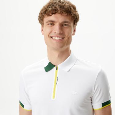  Erkek Oversize Fit Fermuarlı Beyaz Polo