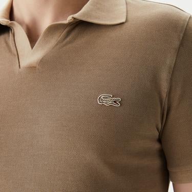  Erkek Regular Fit V yaka Kahverengi Polo