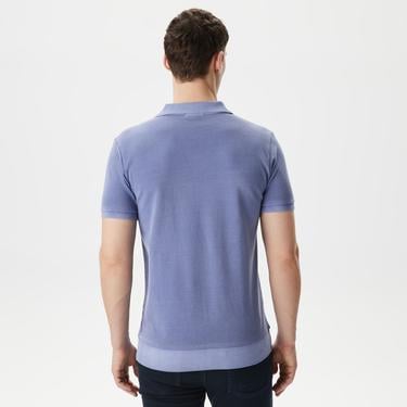  Erkek Regular Fit V yaka Mavi Polo