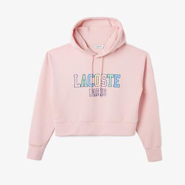  Kadın Relaxed Fit Kapüşonlu Baskılı Pembe Sweatshirt