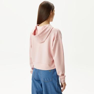  Kadın Relaxed Fit Kapüşonlu Baskılı Pembe Sweatshirt