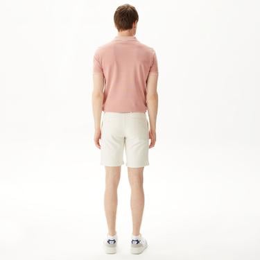  Erkek Slim Fit Krem Bermuda
