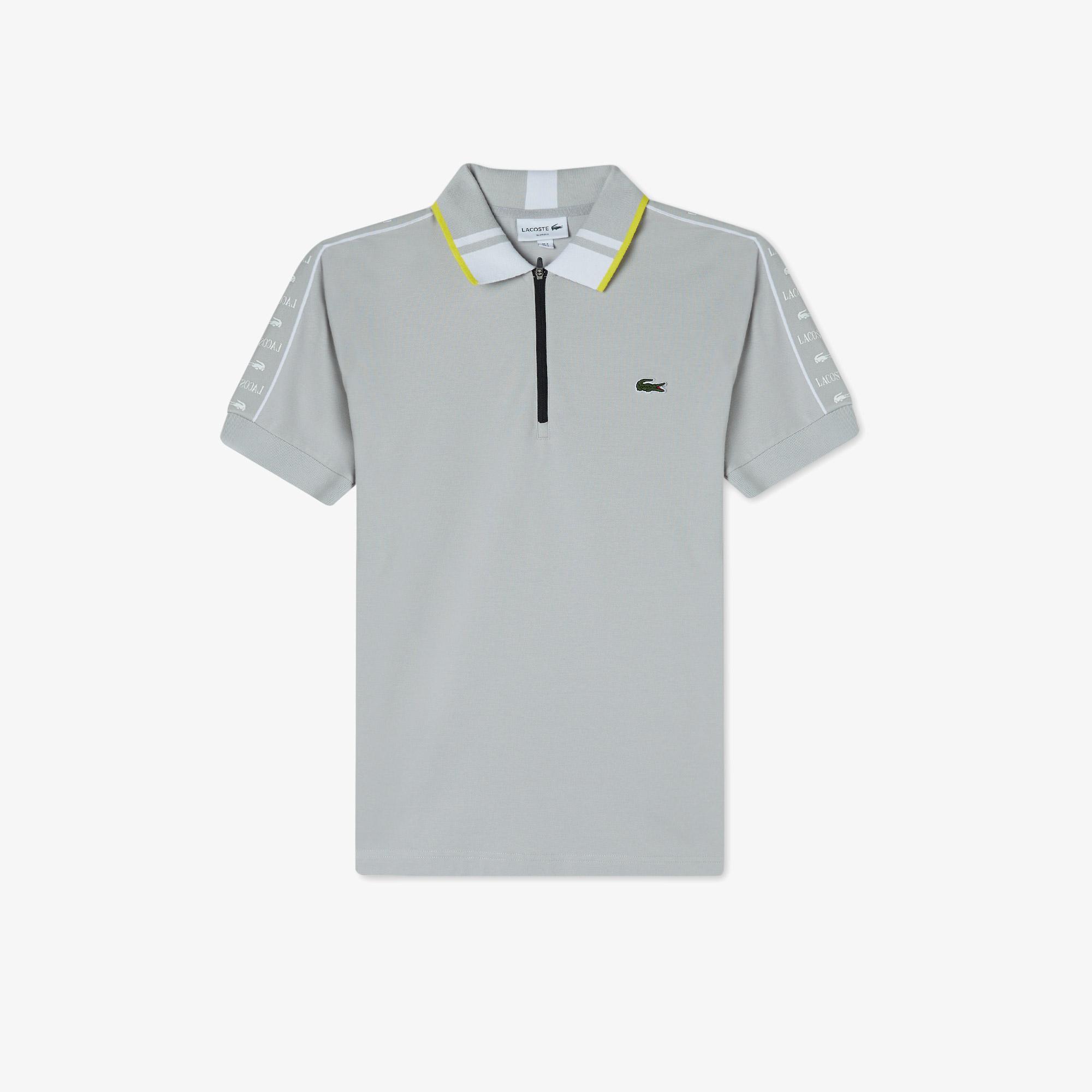 Erkek Regular Fit Fermuarlı Yaka Gri Polo