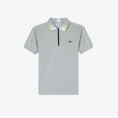  Erkek Regular Fit Fermuarlı Yaka Gri Polo