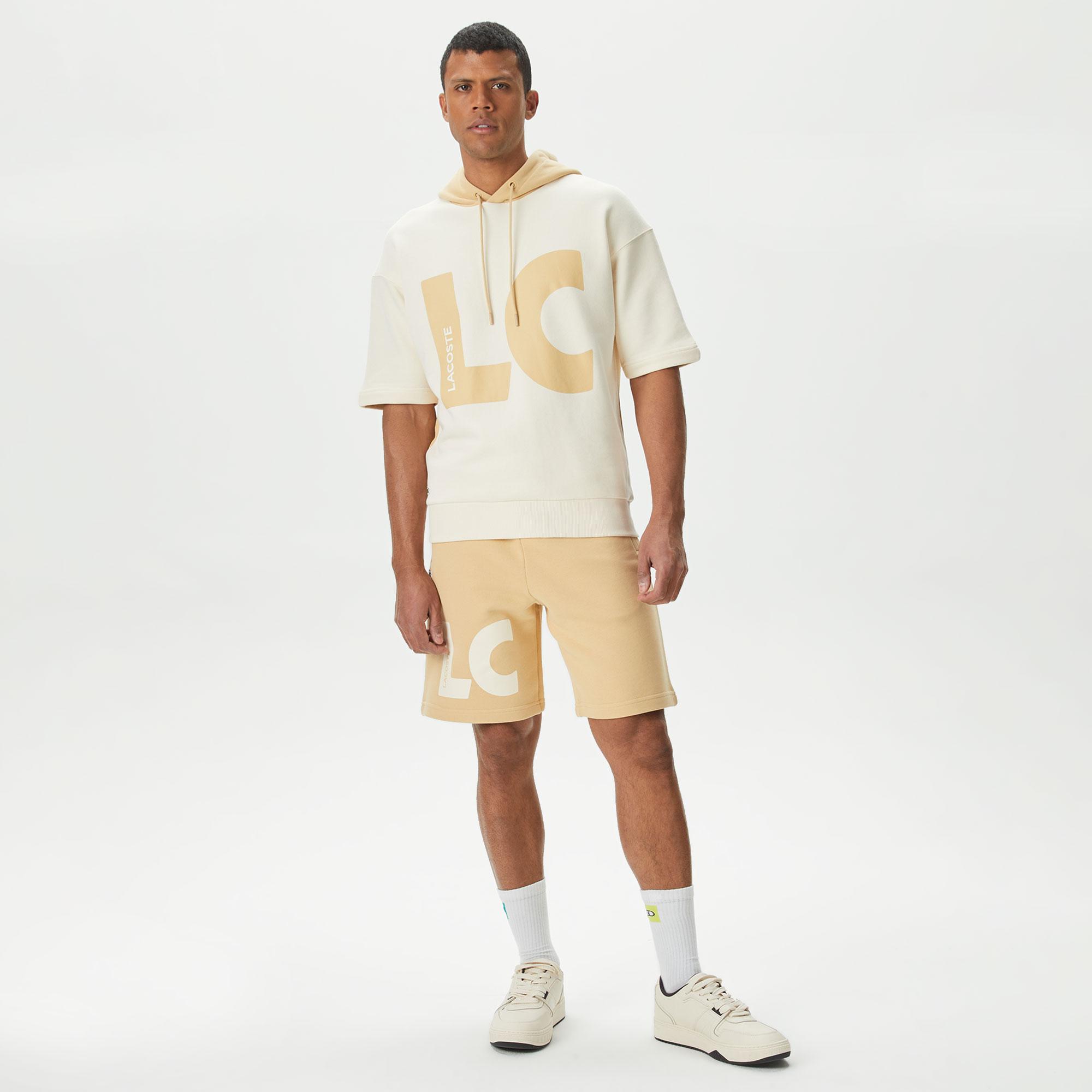 Erkek Relaxed Fit Baskılı Bej Şort