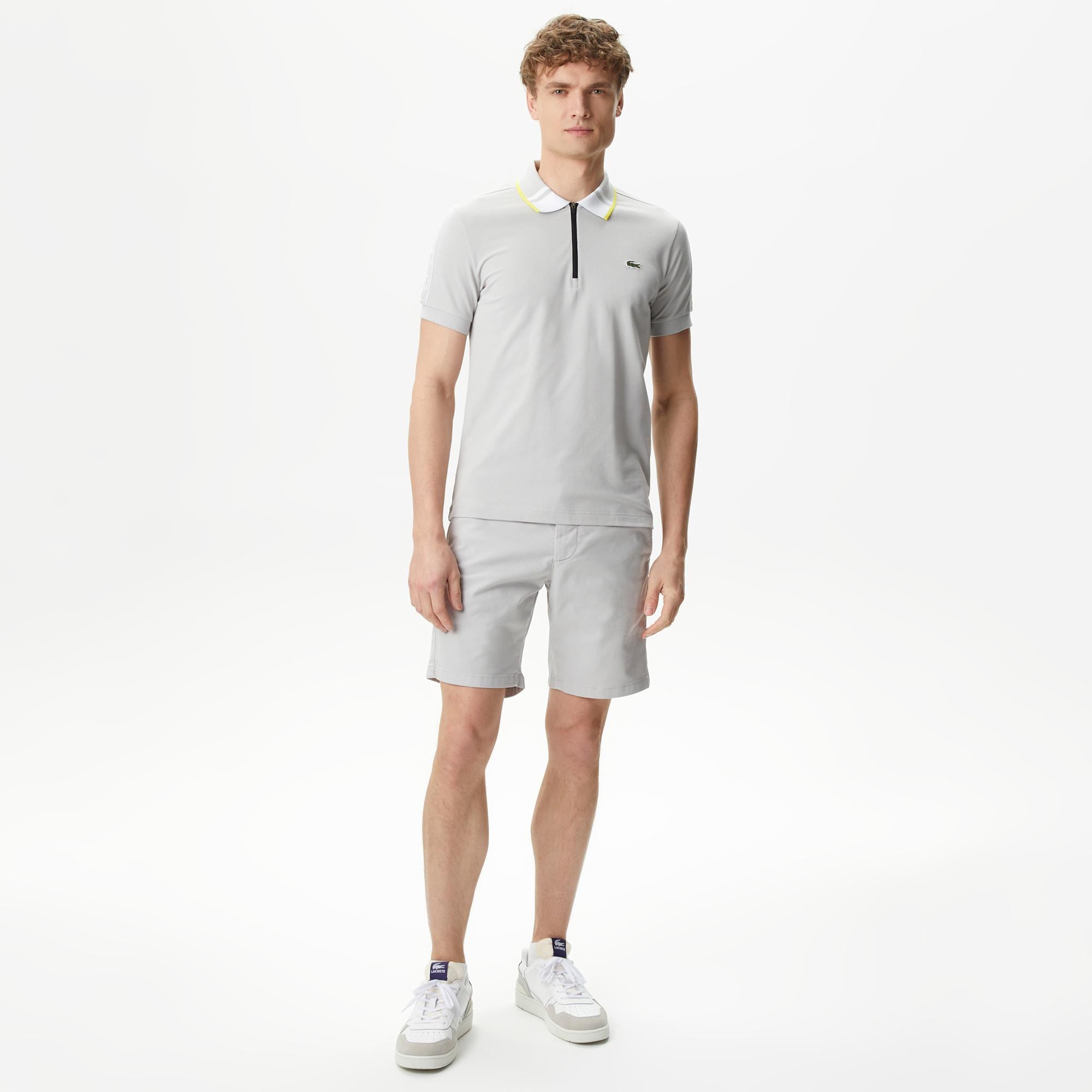 Erkek Regular Fit Fermuarlı Yaka Gri Polo