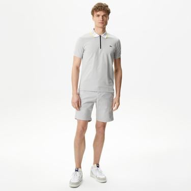  Erkek Regular Fit Fermuarlı Yaka Gri Polo