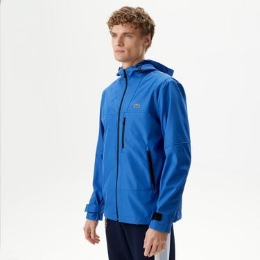  Erkek Kapüşonlu Mavi Yağmurluk