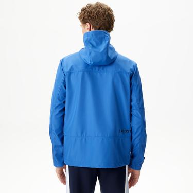  Erkek Kapüşonlu Mavi Yağmurluk