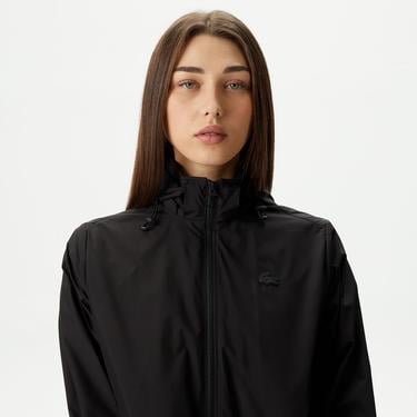  Kadın Kapüşonlu Siyah Mont