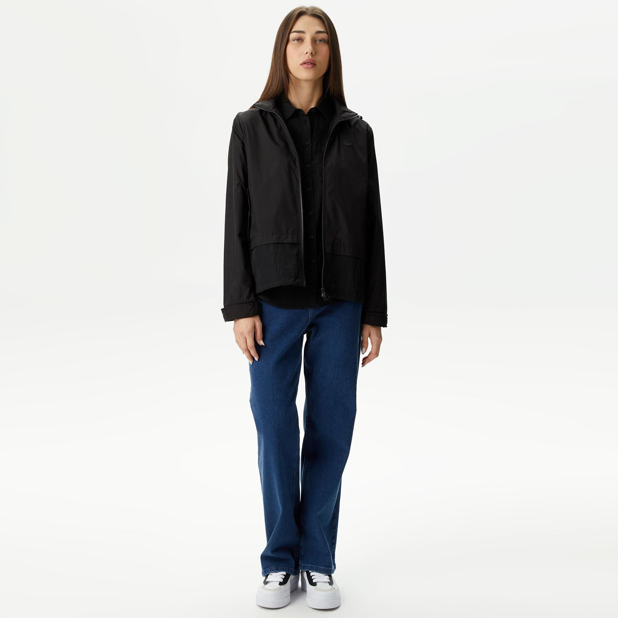 Kadın Kapüşonlu Siyah Mont