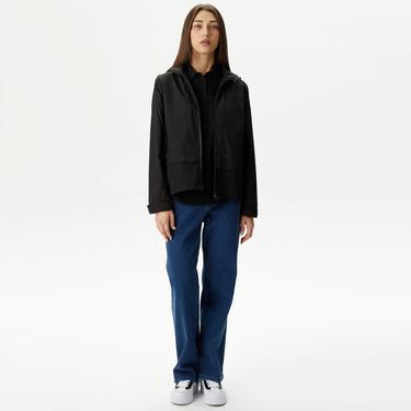  Kadın Kapüşonlu Siyah Mont