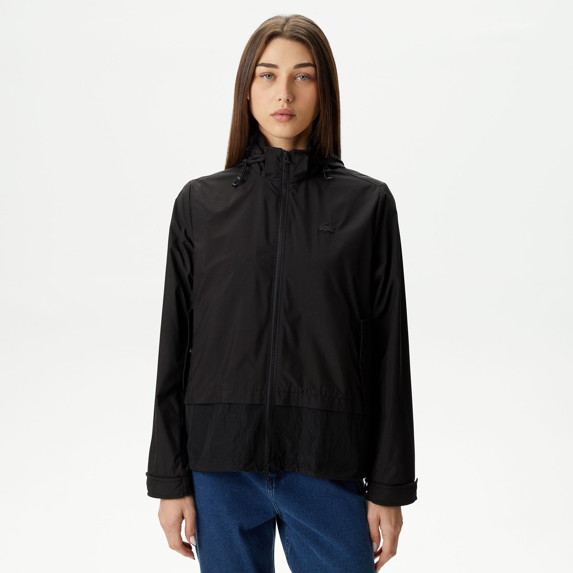 Kadın Kapüşonlu Siyah Mont