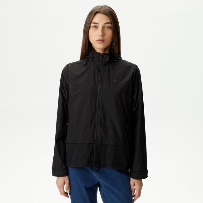  Kadın Kapüşonlu Siyah Mont