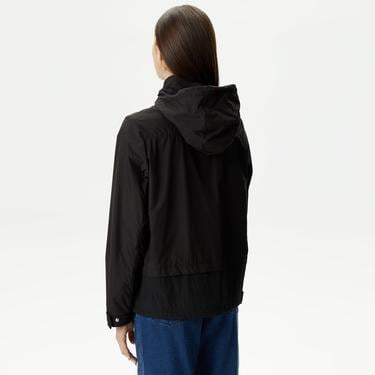  Kadın Kapüşonlu Siyah Mont