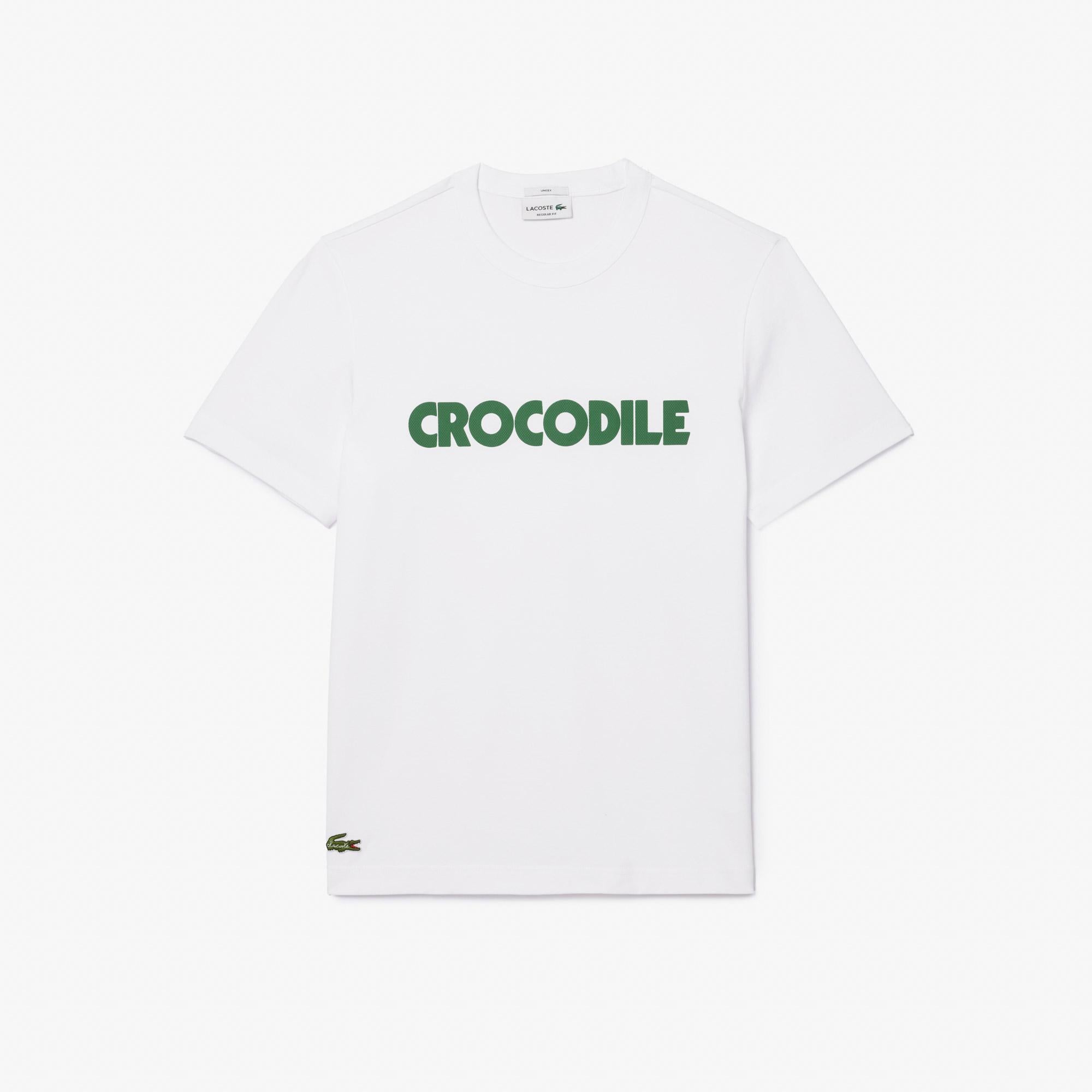 Unisex Relax Fit Bisiklet Yaka Baskılı Beyaz T-Shirt