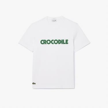  Unisex Relax Fit Bisiklet Yaka Baskılı Beyaz T-Shirt