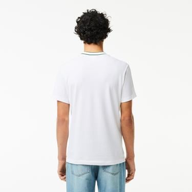  Lacoste Erkek Regular Fit Bisiklet Yaka Beyaz T-Shirt