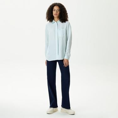  Kadın Relaxed Fit Çizgili Yeşil Gömlek