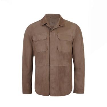  Saverio Kahve Erkek Süet Deri Gömlek
