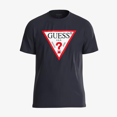  Guess Original Logo Mid Organic Stream Jersey 180 Erkek Lacivert T-Shirt