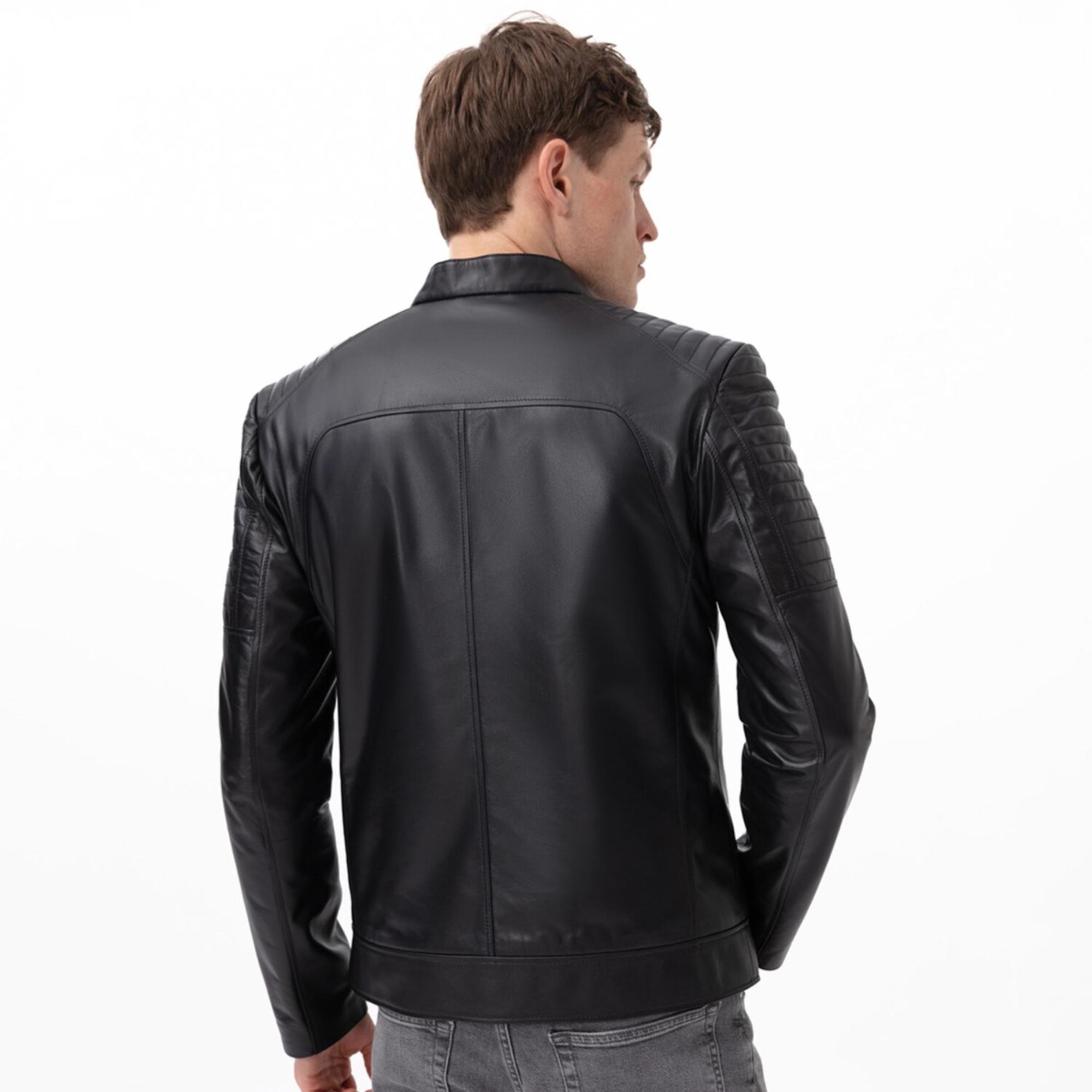 Steven Siyah Erkek Deri Mont