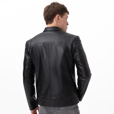  Steven Siyah Erkek Deri Mont