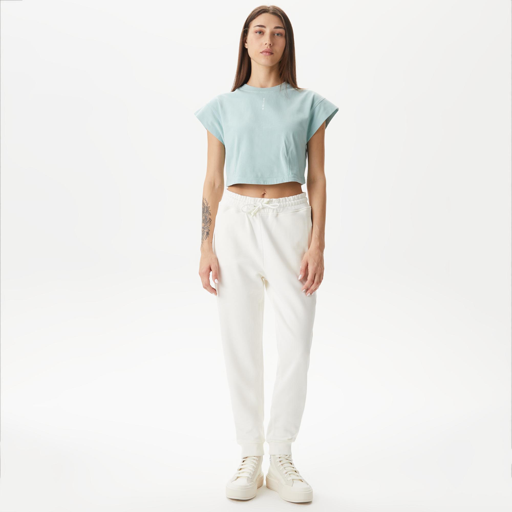 UNITED4 Kadın Mavi Crop T-Shirt