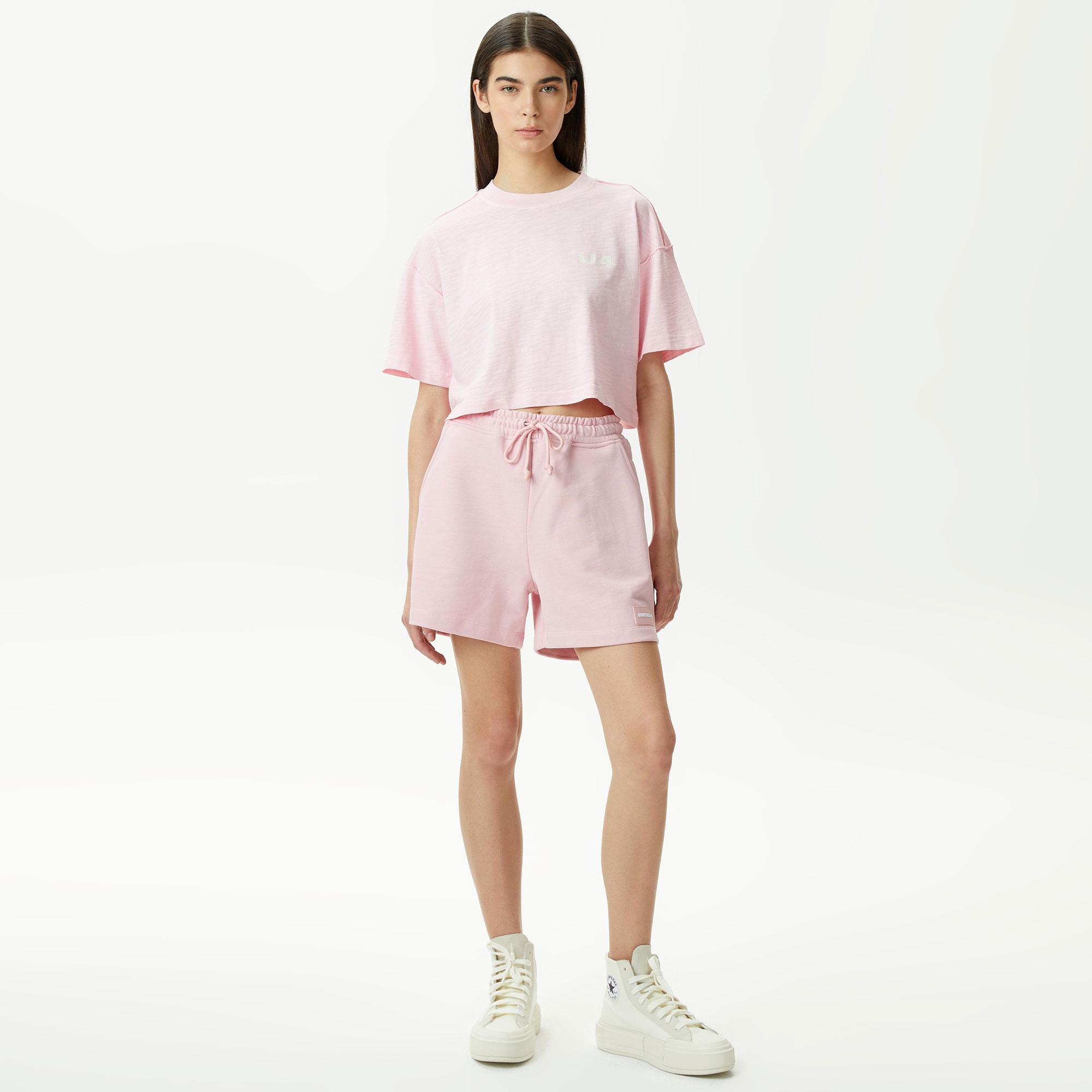 UNITED4 Kadın Pembe Crop T-Shirt
