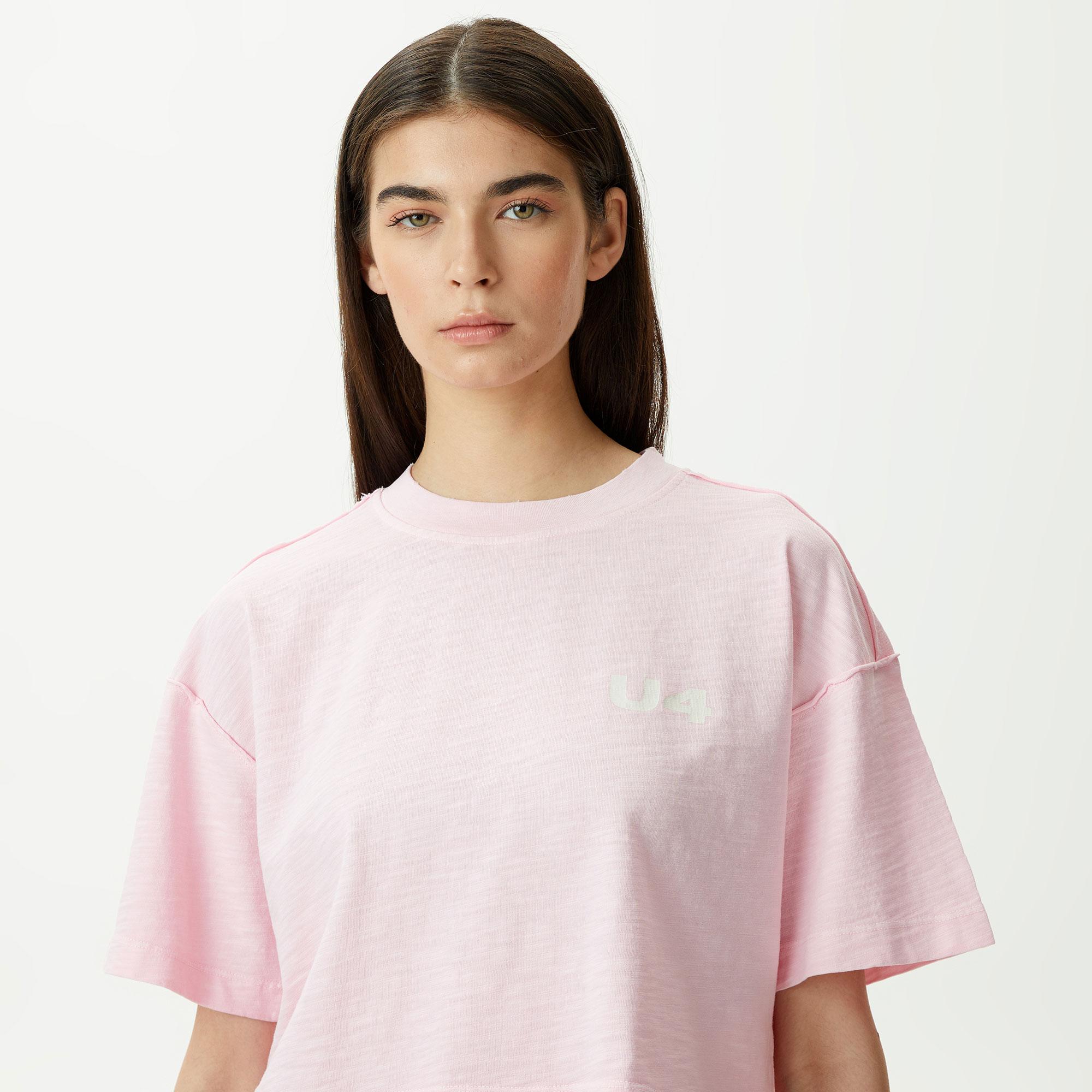 UNITED4 Kadın Pembe Crop T-Shirt