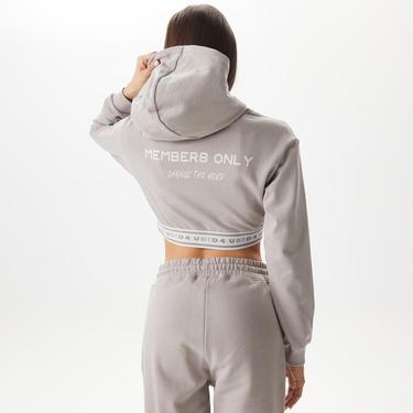  UNITED4 Kadın Gri Crop Sweatshirt