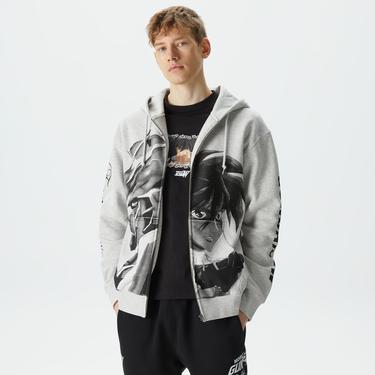  HUF x Gundam Endless Waltz Split Erkek Gri Hoodie