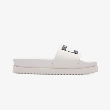  Tommy Jeans Elevated Flatform Slide Kadın Beyaz Terlik