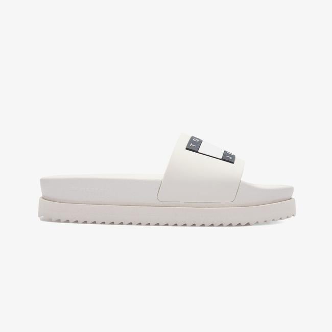  Tommy Jeans Elevated Flatform Slide Kadın Beyaz Terlik
