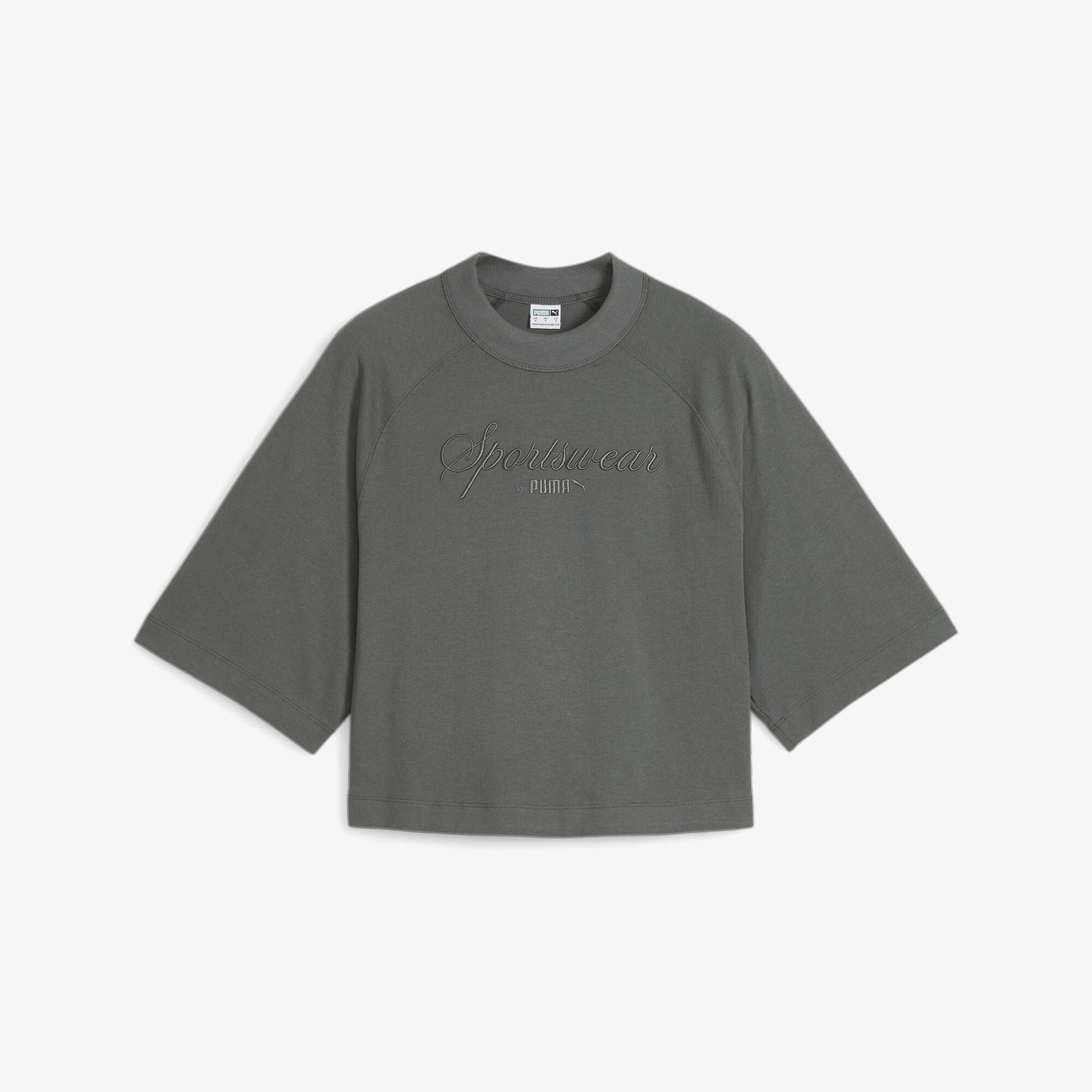 Puma Classics+ Oversized Kadın Gri T-Shirt