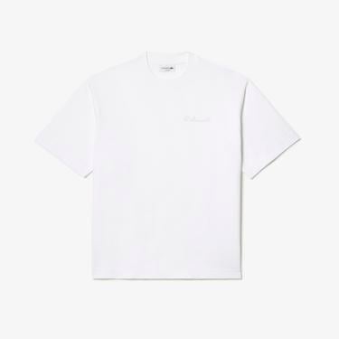  Erkek Oversize Fit Bisiklet Yaka Beyaz T-Shirt