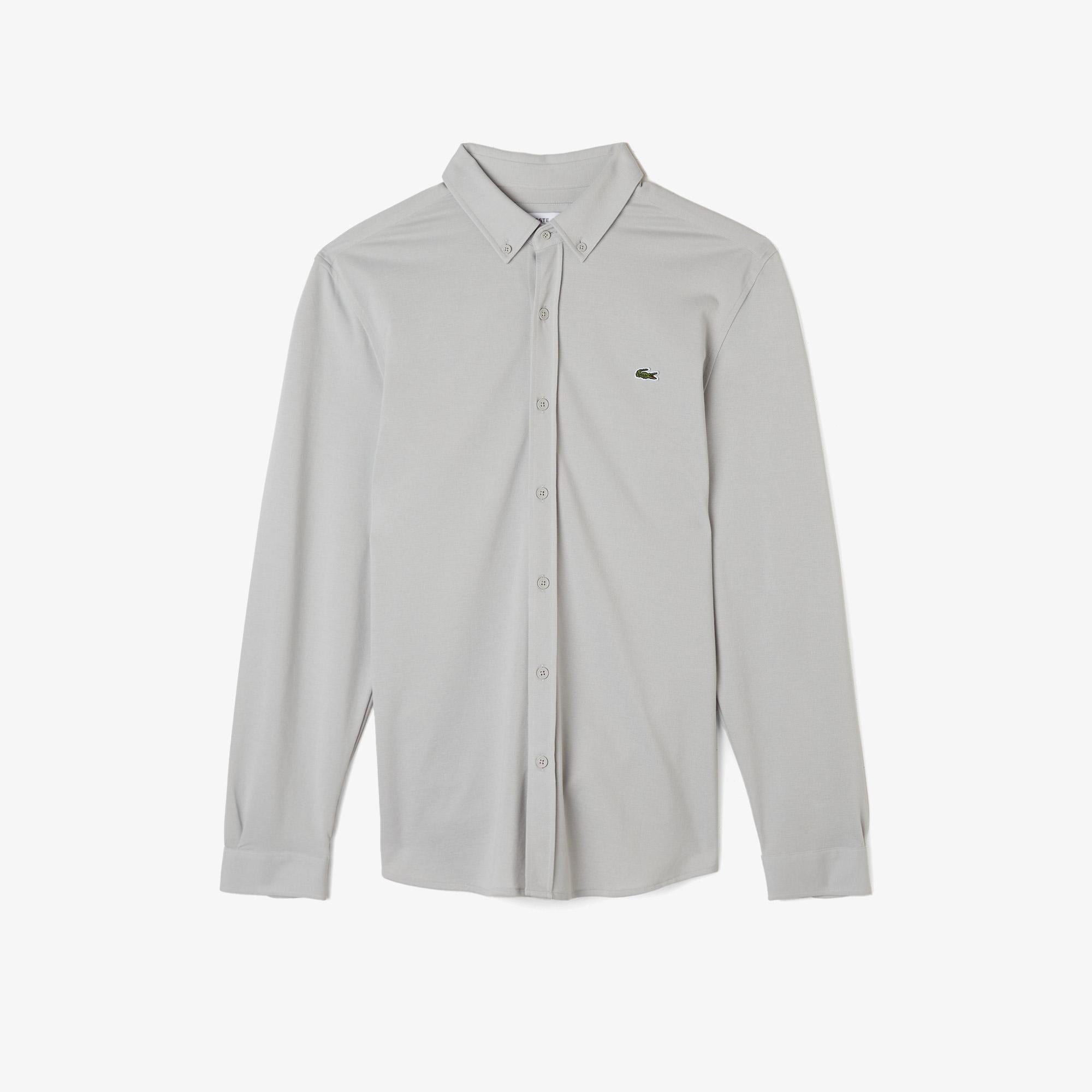 Lacoste Erkek Slim Fit Düğmeli Yaka Gri Gömlek