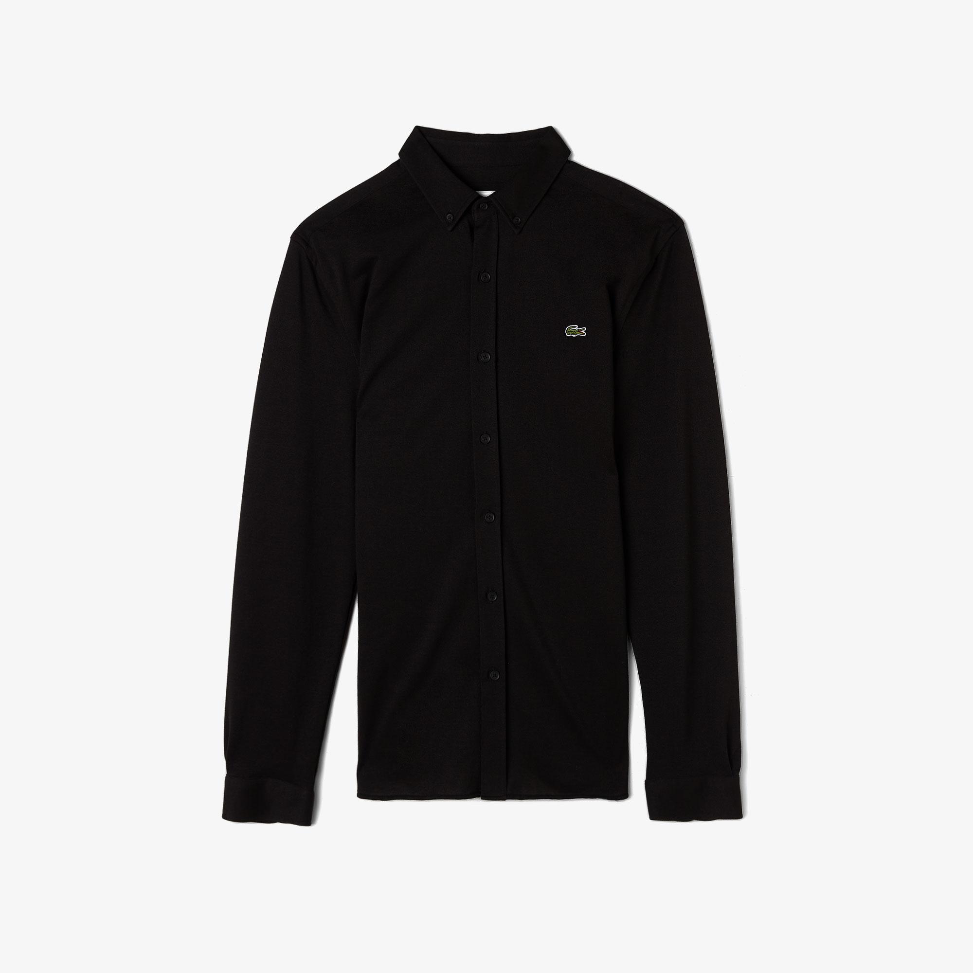 Lacoste Erkek Slim Fit Düğmeli Yaka Siyah Gömlek