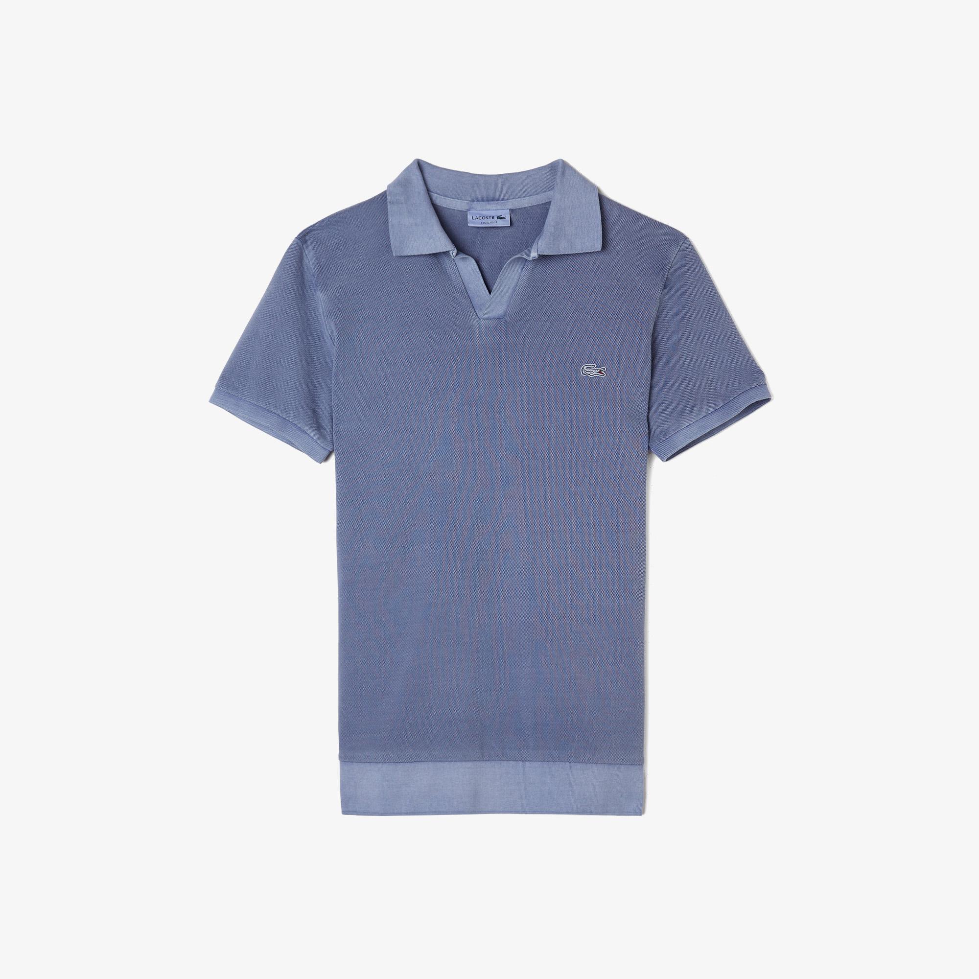 Erkek Regular Fit V yaka Mavi Polo