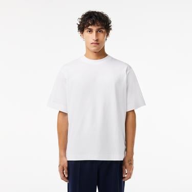  Erkek Oversize Fit Bisiklet Yaka Beyaz T-Shirt