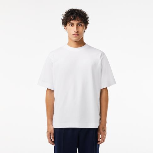  Erkek Oversize Fit Bisiklet Yaka Beyaz T-Shirt
