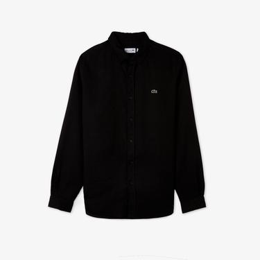  Lacoste Erkek Regular Fit Keten Siyah Gömlek
