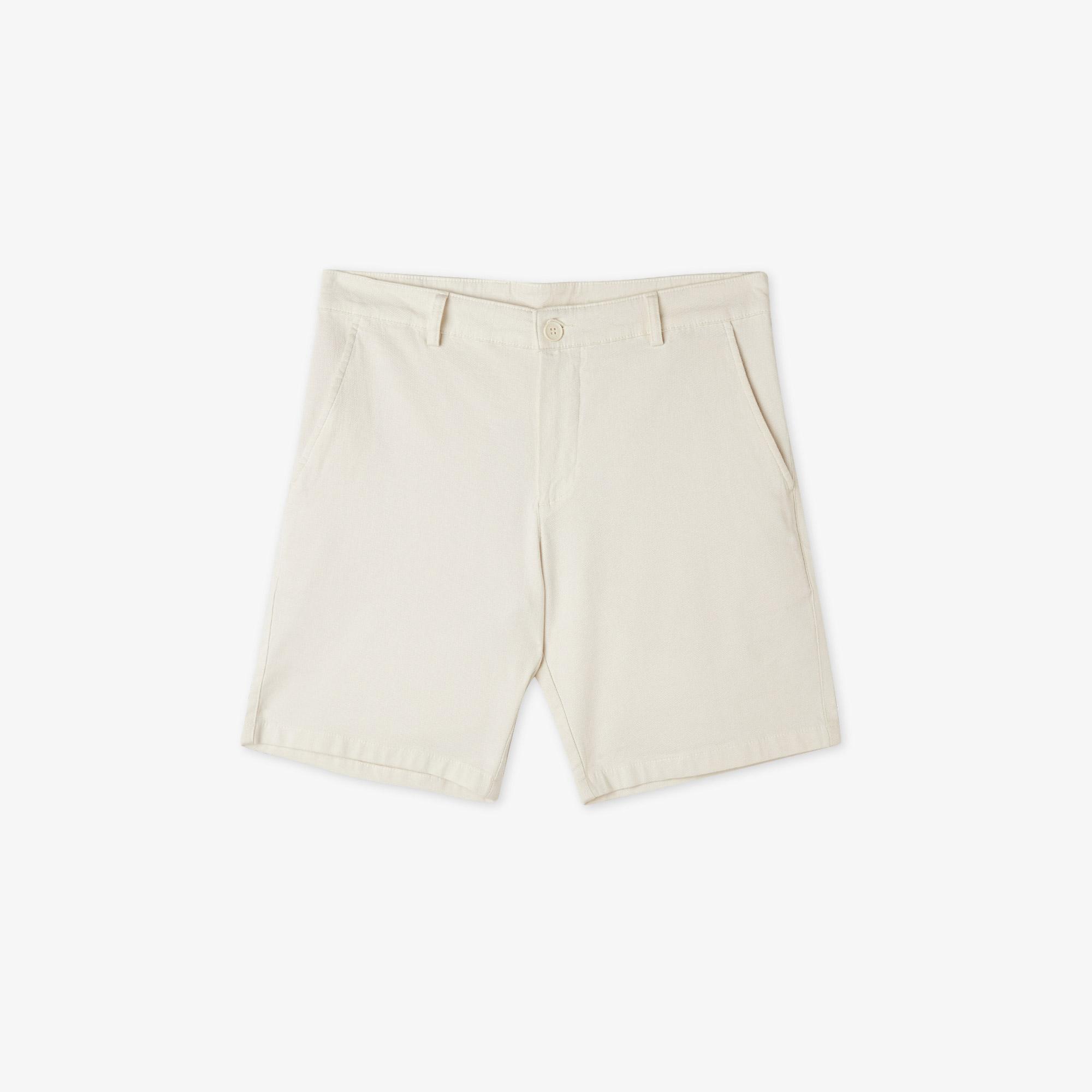 Erkek Slim Fit Krem Bermuda