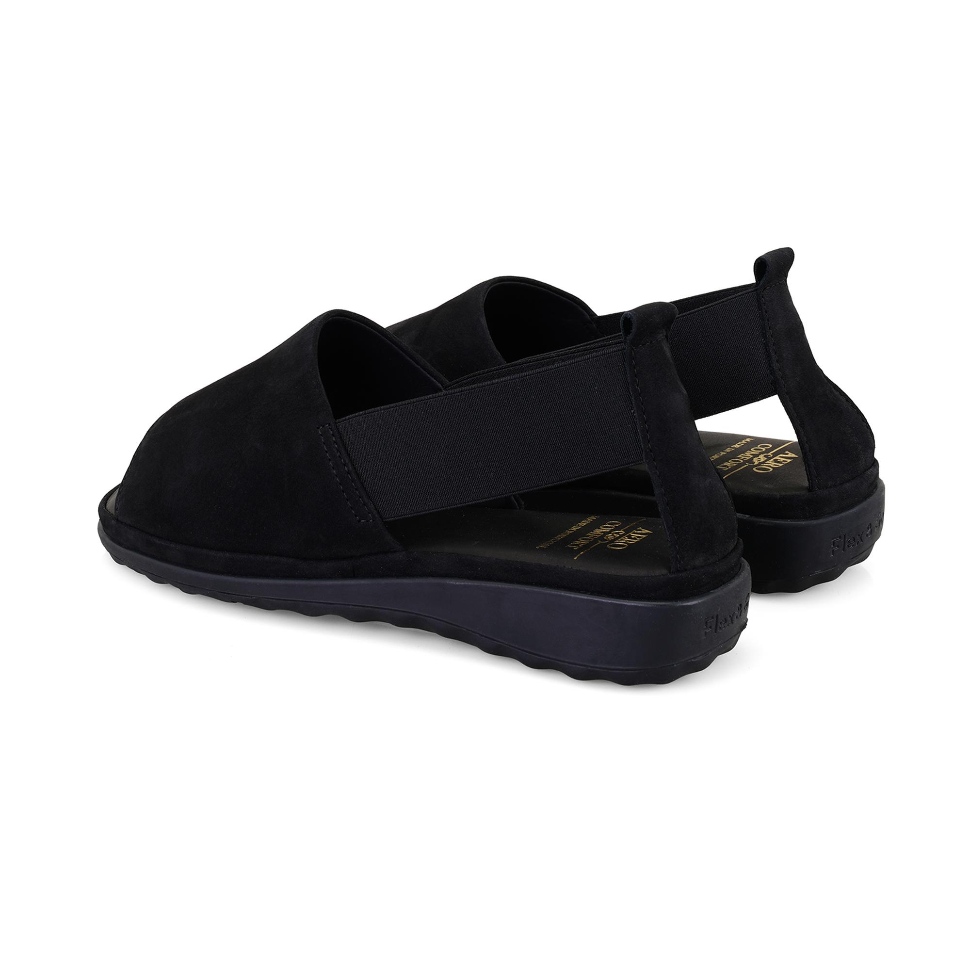 Laney Siyah Kadın Nubuk DesaComfort Deri Sandalet