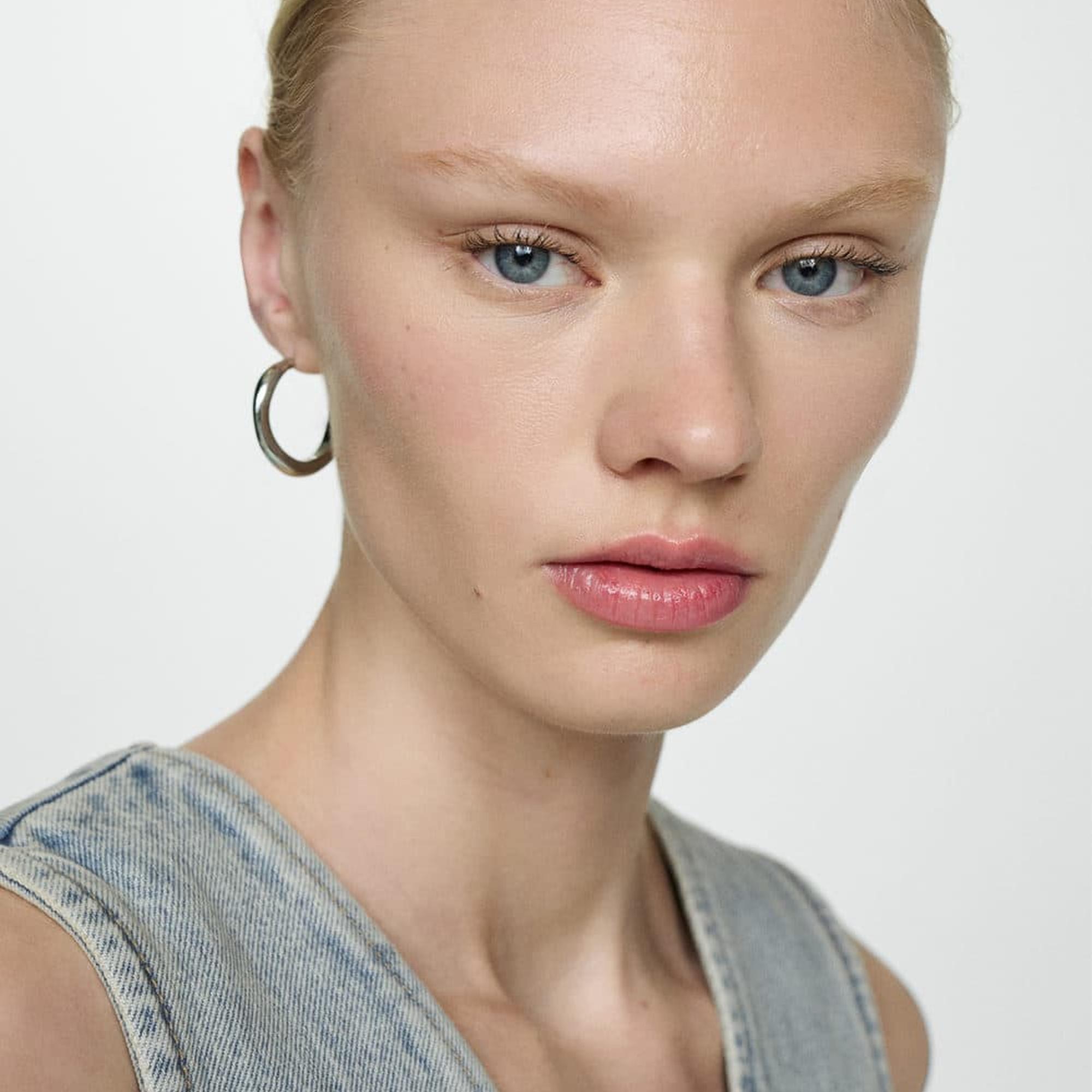 Mango Kadın Dikişli Denim Yelek Orta Vintage Mavi