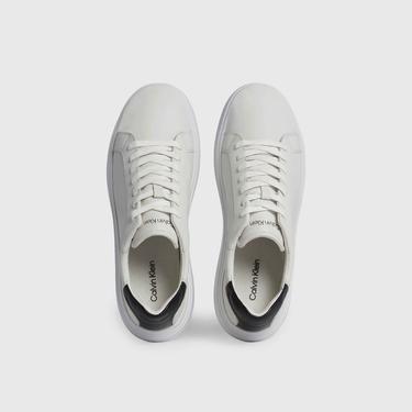  Calvin Klein Low Top Deri Erkek Beyaz Sneaker