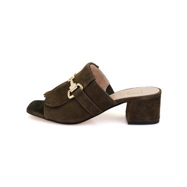  Luca Grossi Yeşil Toka Aksesuarlı Topuklu Terlik