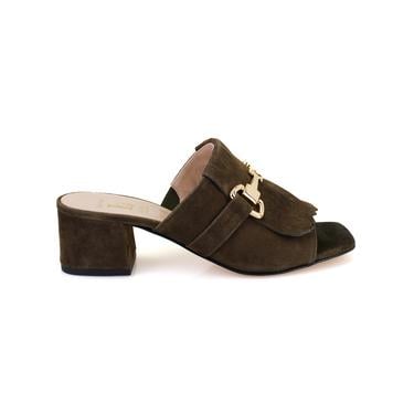  Luca Grossi Yeşil Toka Aksesuarlı Topuklu Terlik