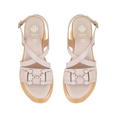  Kadın Pudra Ayarlanabilir Tokalı Topuklu Deri Sandalet