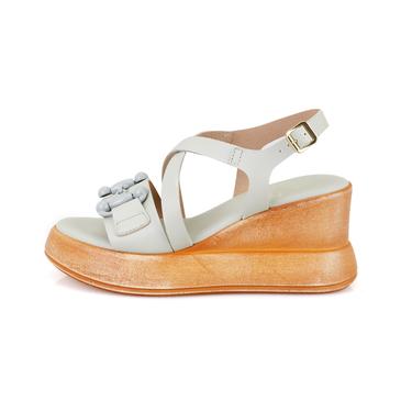  Kadın Yeşil Ayarlanabilir Tokalı Topuklu Deri Sandalet